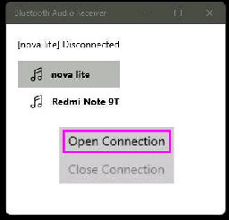 Open Connection^Bluetooth Audio Receiver